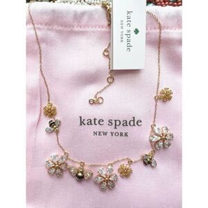 KATE SPADE All Abuzz Stone Bee Charm Gold-tone Necklace